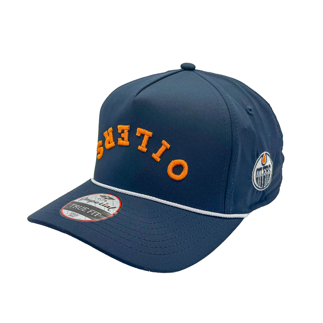 Edmonton Oilers Imperial Sports Navy Rope Wrightson Upside Down Snapback Hat