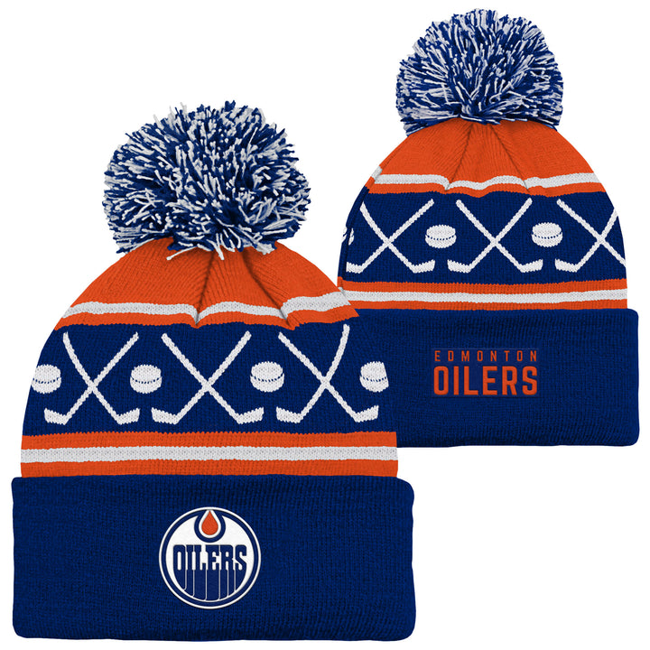 Edmonton Oilers Infant Outerstuff Blue Faceoff Toque W/Pom