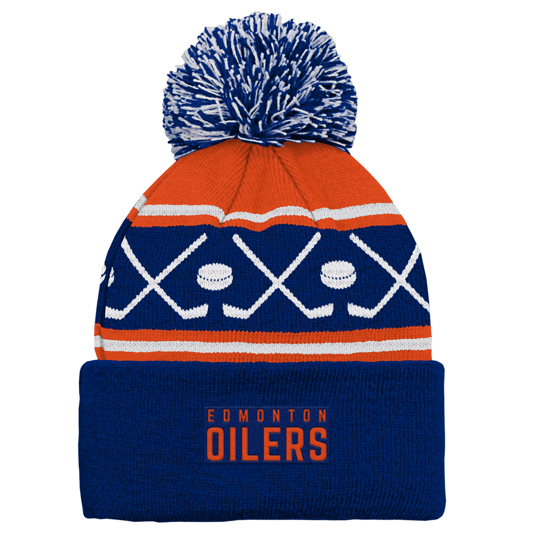 Edmonton Oilers Infant Outerstuff Blue Faceoff Toque W/Pom