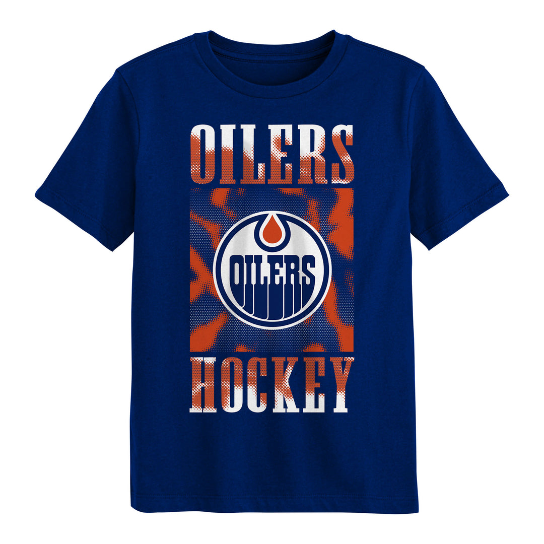 Edmonton Oilers Kids Outerstuff Garage Hero Blue T-Shirt