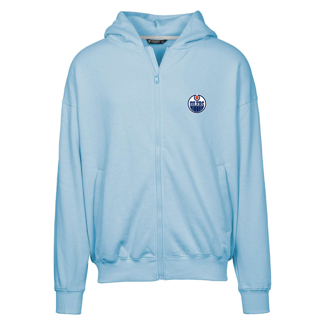 Edmonton Oilers Levelwear Uphill Powder Blue Full-Zip Hoodie
