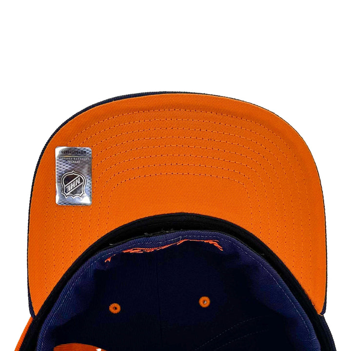 Edmonton Oilers Mitchell & Ness Navy Half Carou Fitted Hat