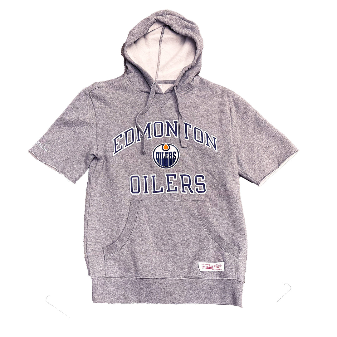 Edmonton Oilers Mitchell & Ness Grey Short Sleeve Hoodie