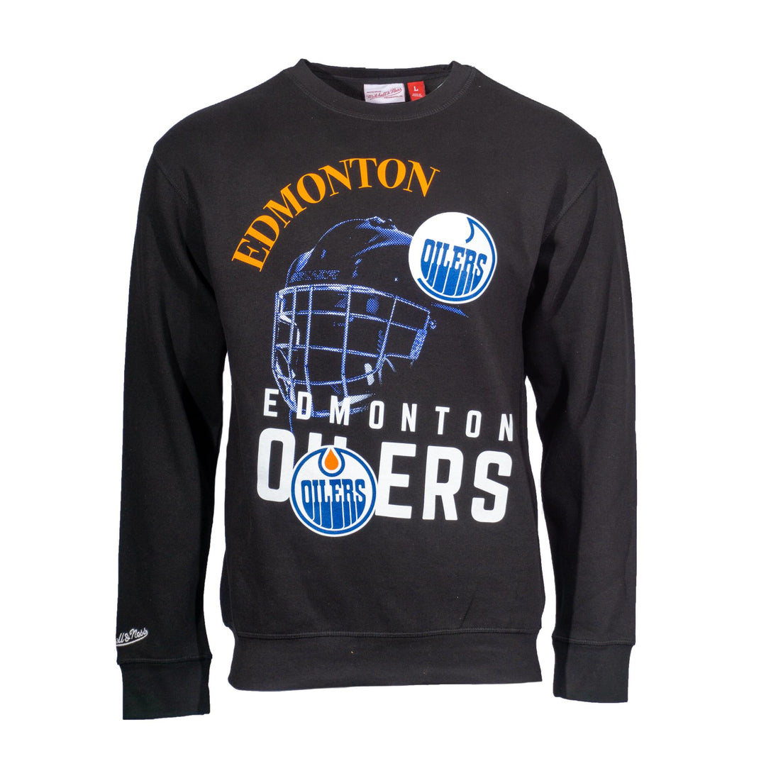 Edmonton Oilers Mitchell & Ness Black Maxed Out Crewneck Sweatshirt