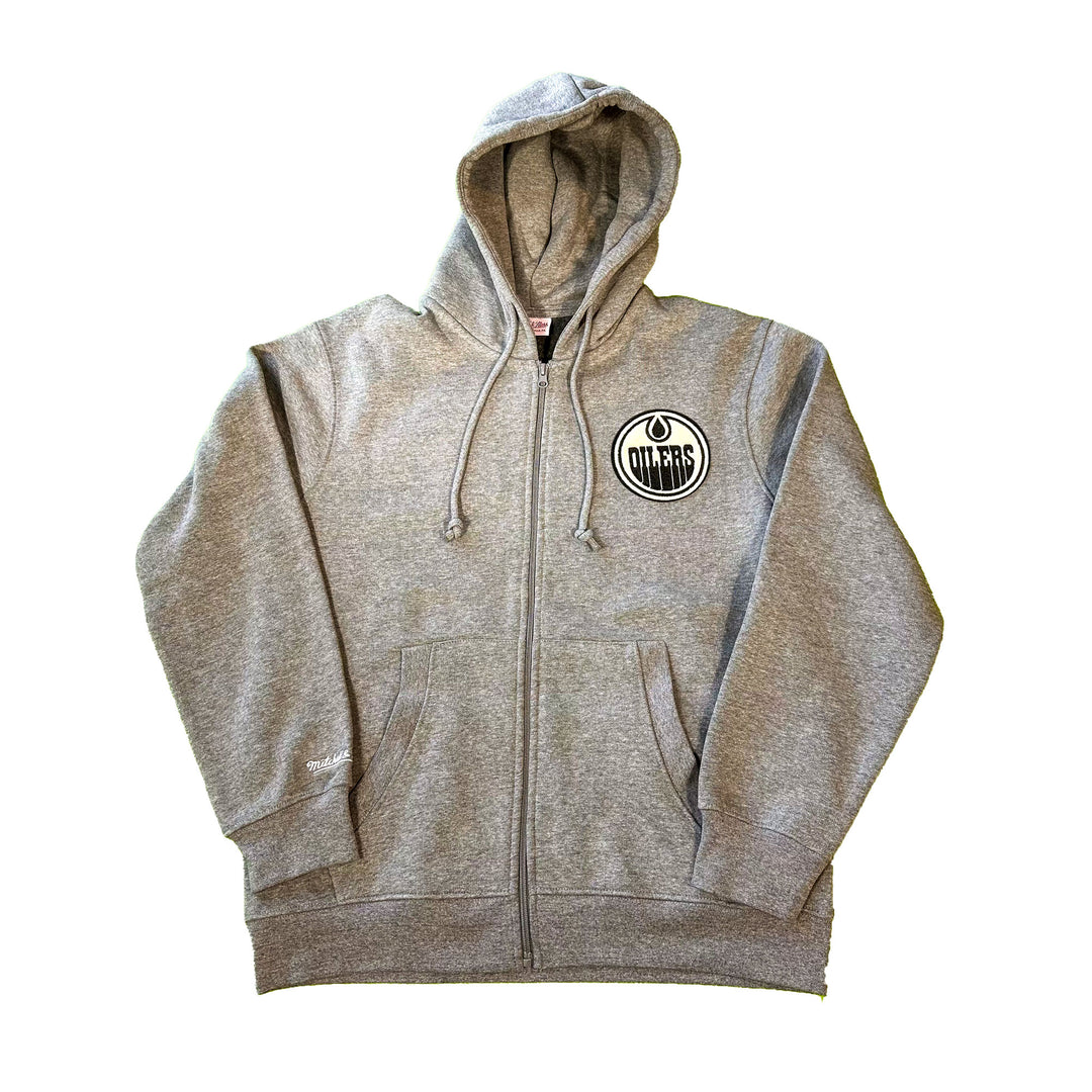 Edmonton Oilers Mitchell & Ness Grey Full-Zip Hoodie