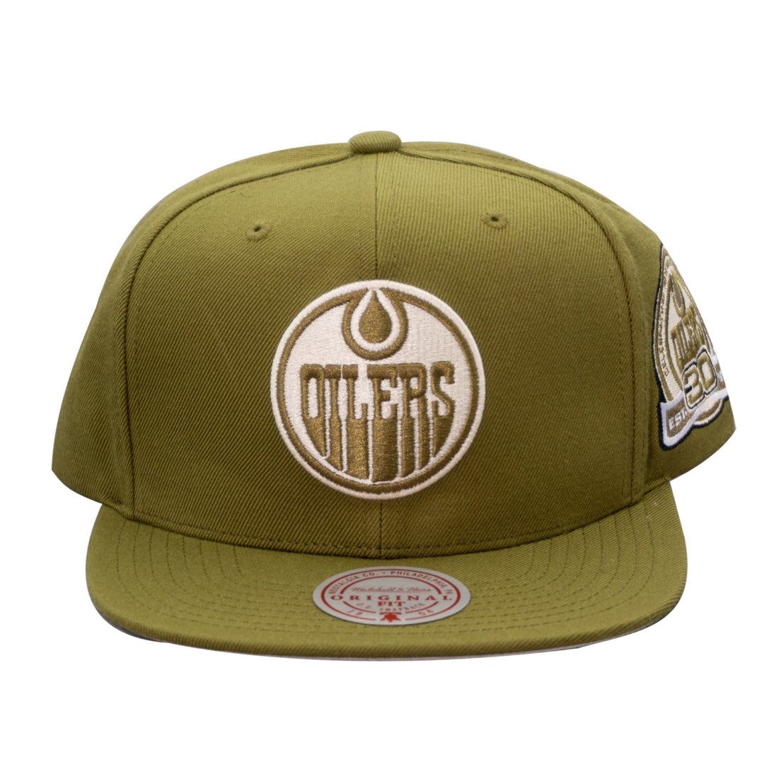 Edmonton Oilers Mitchell & Ness Olive Snapback Hat
