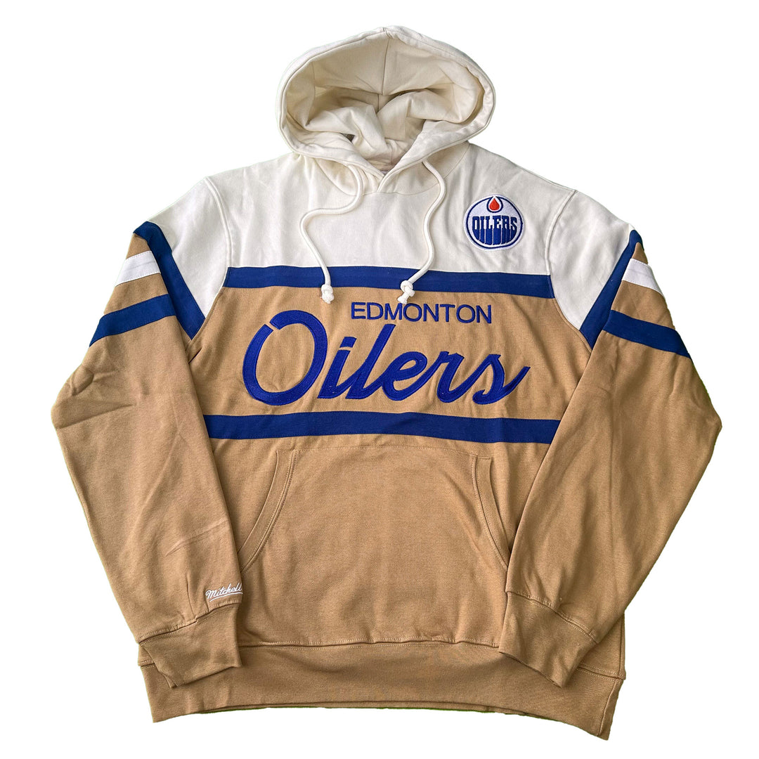 Edmonton Oilers Mitchell & Ness Tan Head Coach Hoodie