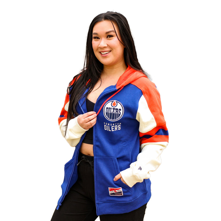 Edmonton Oilers New Era 1925 Throwback Royal Full-Zip Hoodie