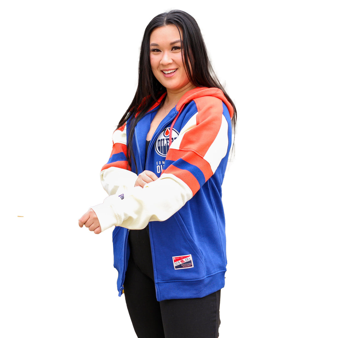 Edmonton Oilers New Era 1925 Throwback Royal Full-Zip Hoodie
