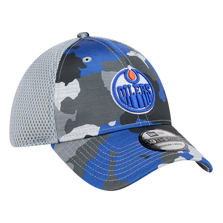 Edmonton Oilers New Era Blue & Grey Camo 39THIRTY Flex Hat