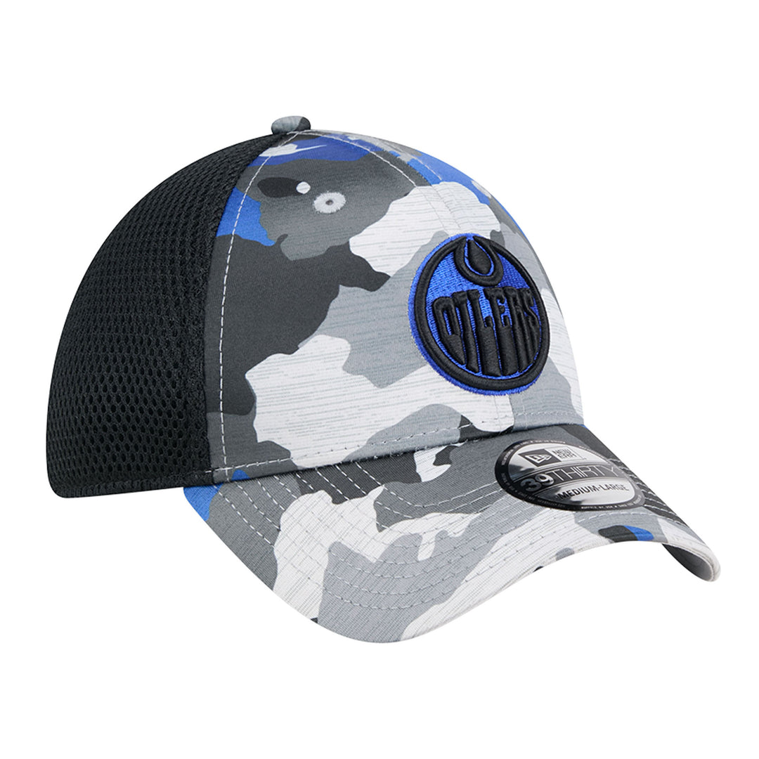 Edmonton Oilers New Era Blue & Black Camo 39THIRTY Flex Hat