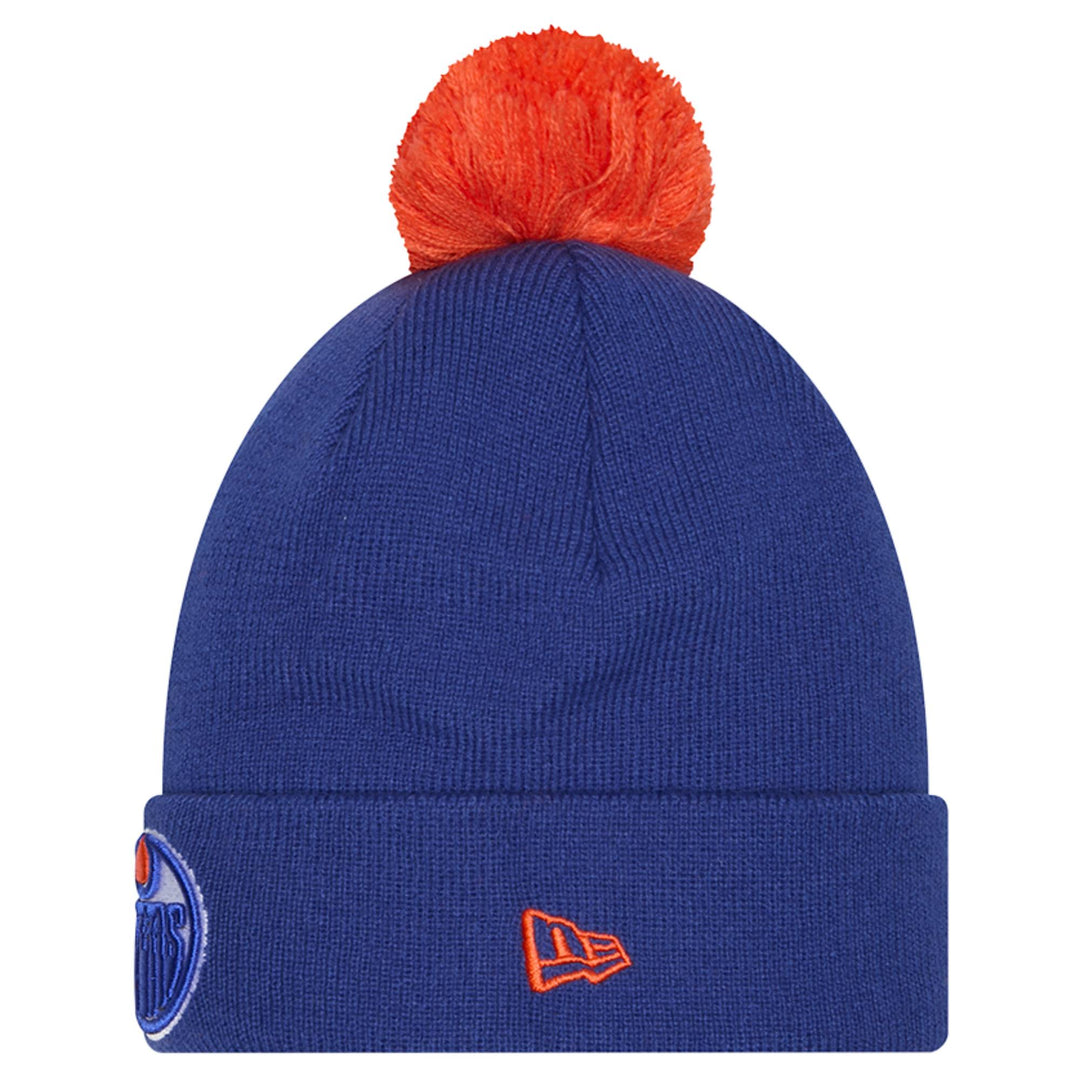 Edmonton Oilers New Era Blue Cuff Knit Toque w/ Pom