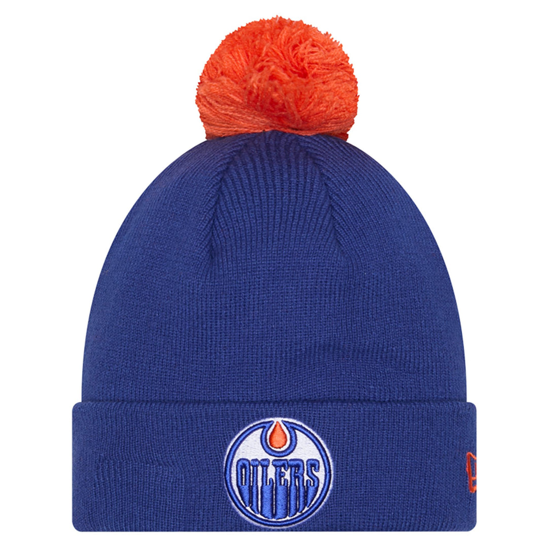 Edmonton Oilers New Era Blue Cuff Knit Toque w/ Pom