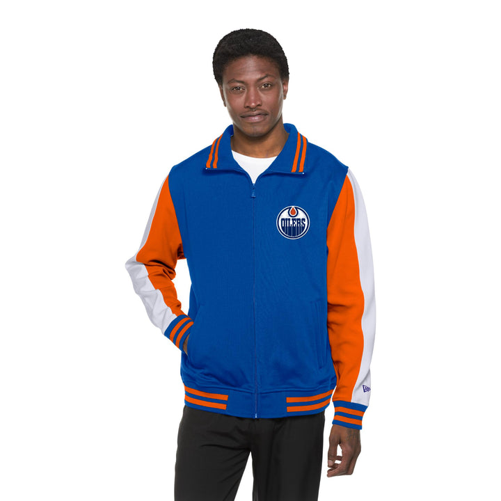 Edmonton Oilers New Era Blue Full-Zip Track Jacket