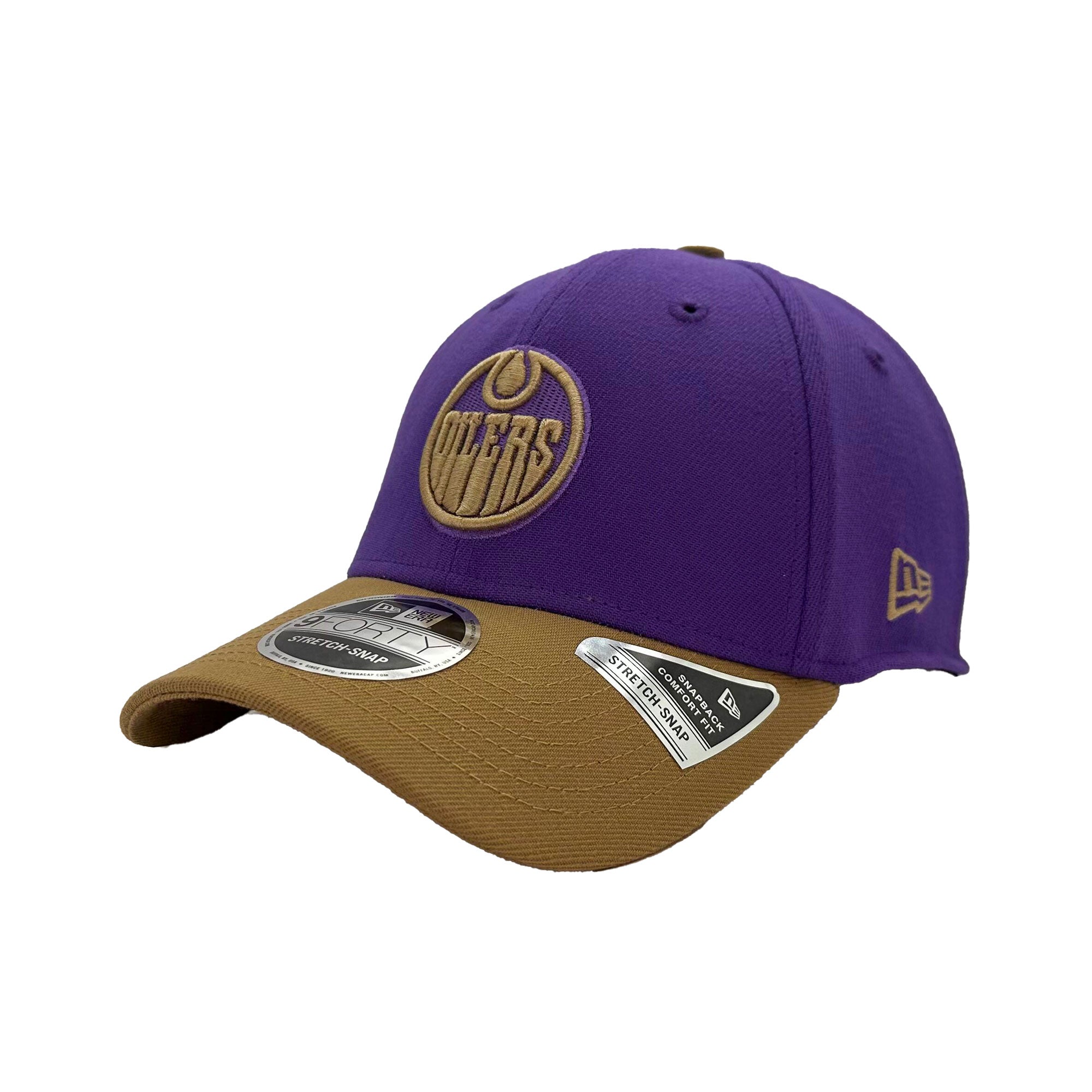 Edmonton Oilers New Era Khaki Purple PB&J 9FORTY Snapback Hat