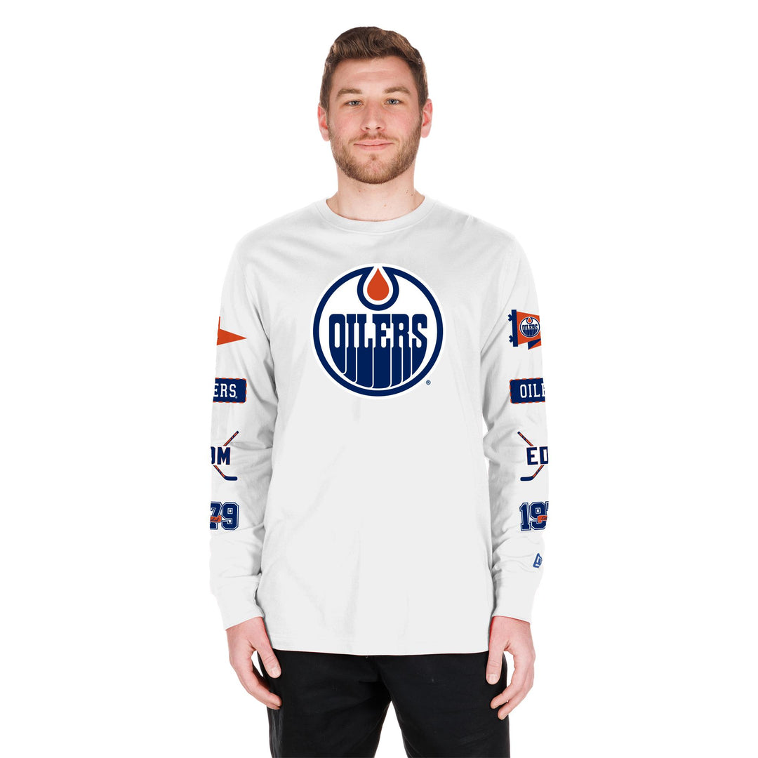 Edmonton Oilers New Era White Long Sleeve Shirt