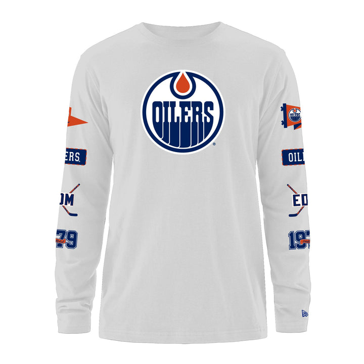 Edmonton Oilers New Era White Long Sleeve Shirt