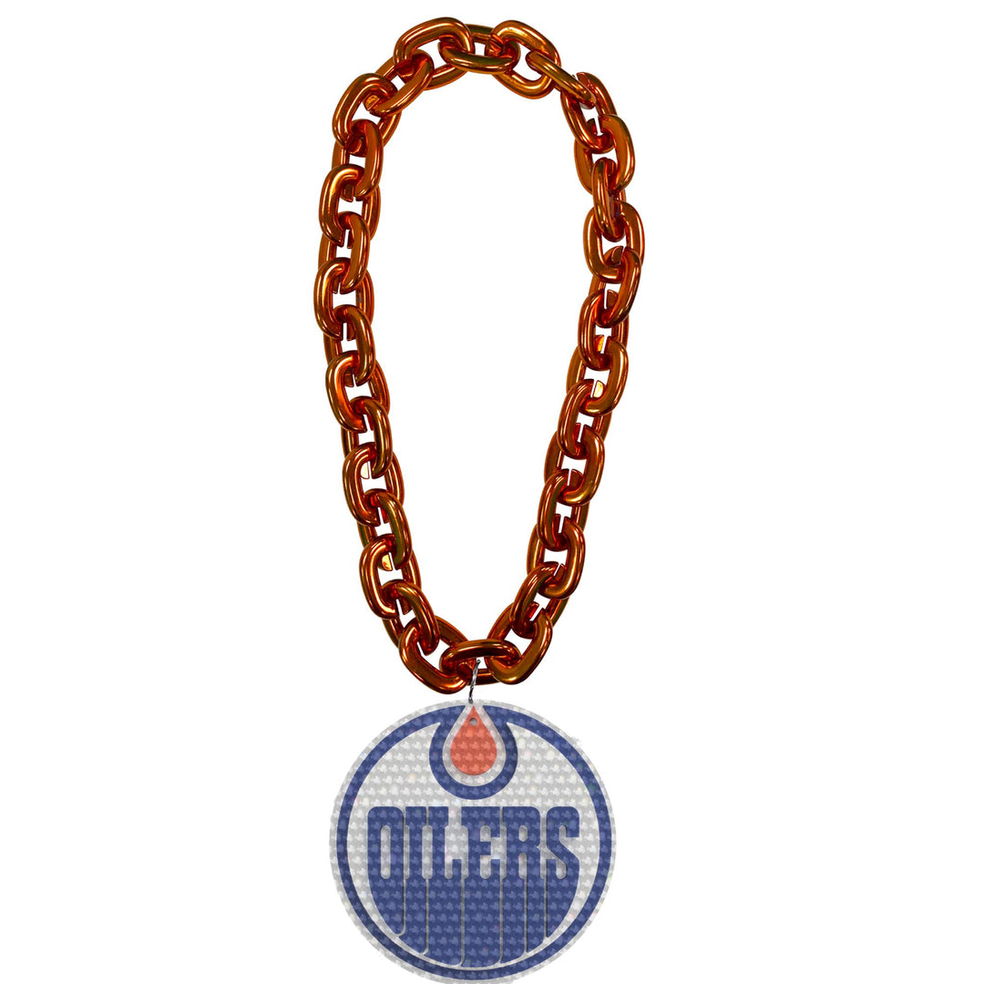 Edmonton Oilers Orange 3D Bling Primary Logo Fan Chain Necklace
