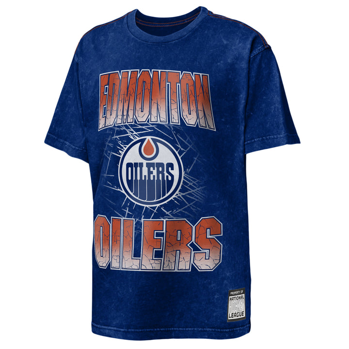 Edmonton Oilers Outerstuff Youth Time to Shine Acid Washed Blue T-Shirt