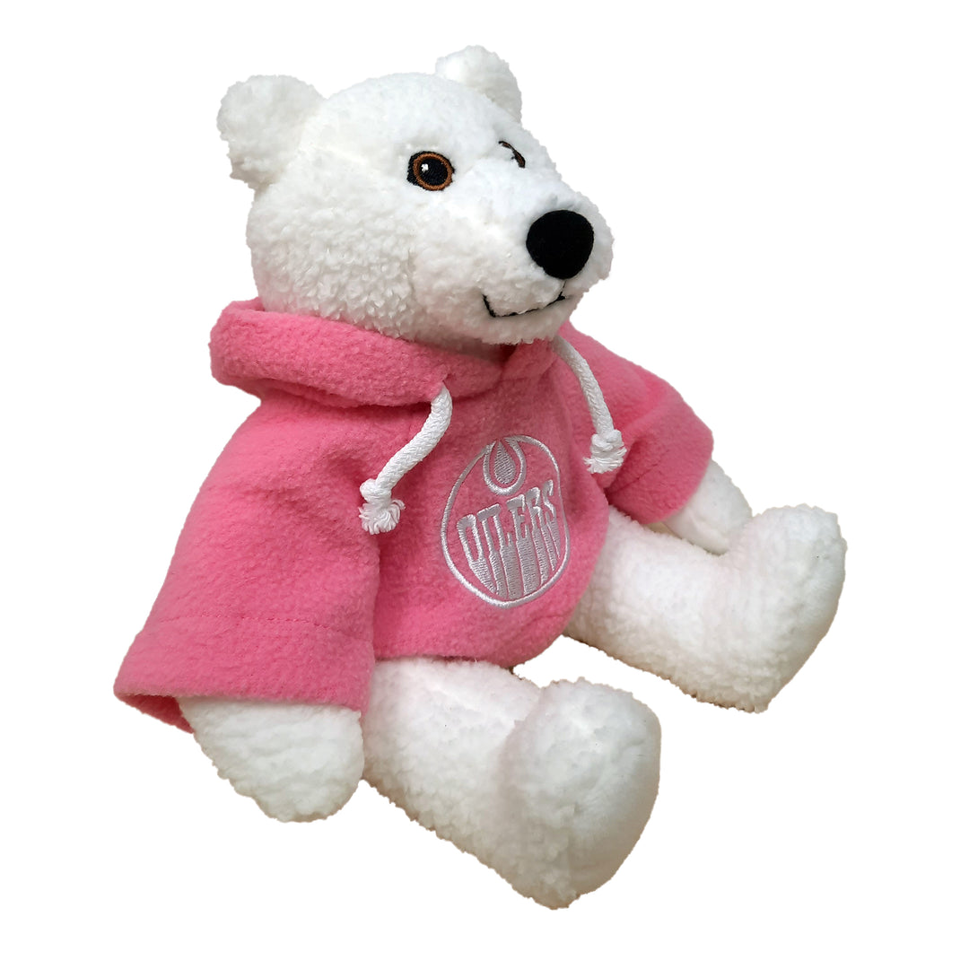 Edmonton Oilers 10" Polar Bear with Pink Hoodie Plushie Toy