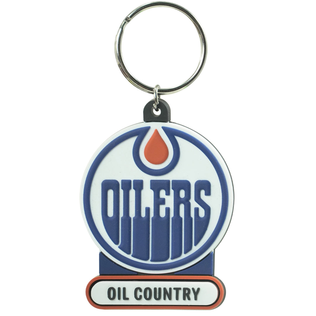 Edmonton Oilers Premium Oil Country PVC Logo Keychain