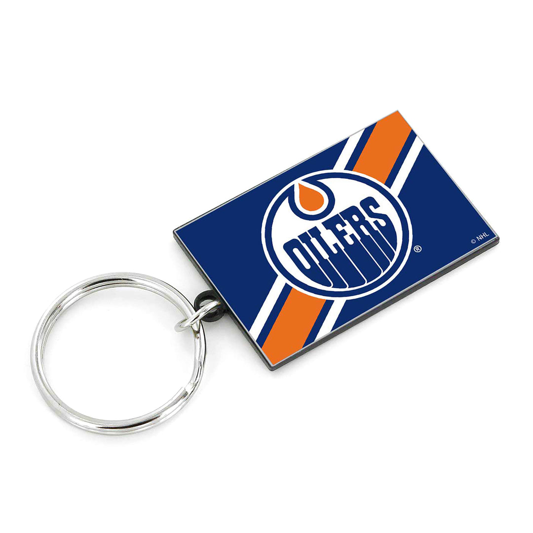 Edmonton Oilers Primary Logo Striped Keychain