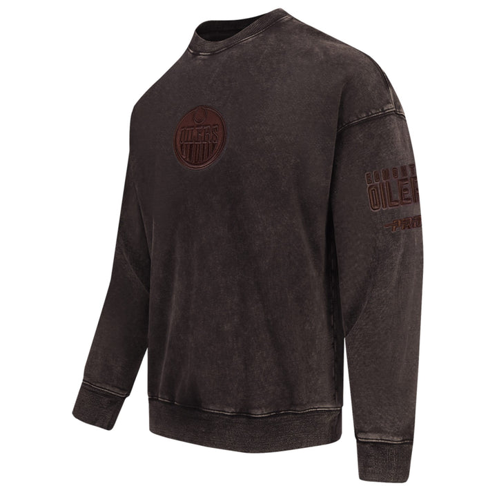 Edmonton Oilers Pro Standard Enzyme Wash Brown Drop Shoulder Crewneck