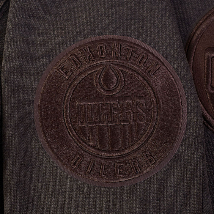Edmonton Oilers Pro Standard Enzyme Wash Brown Drop Shoulder Crewneck