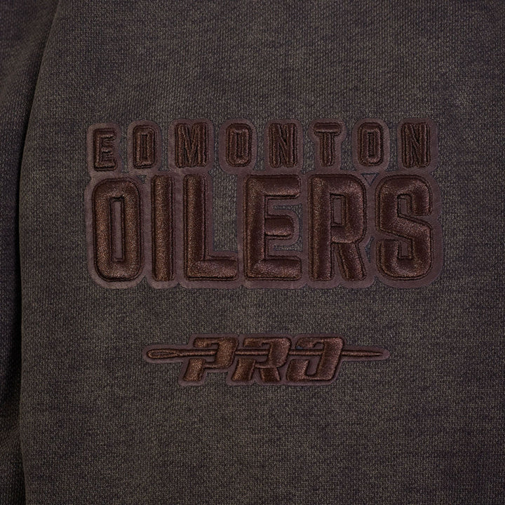 Edmonton Oilers Pro Standard Enzyme Wash Brown Drop Shoulder Crewneck