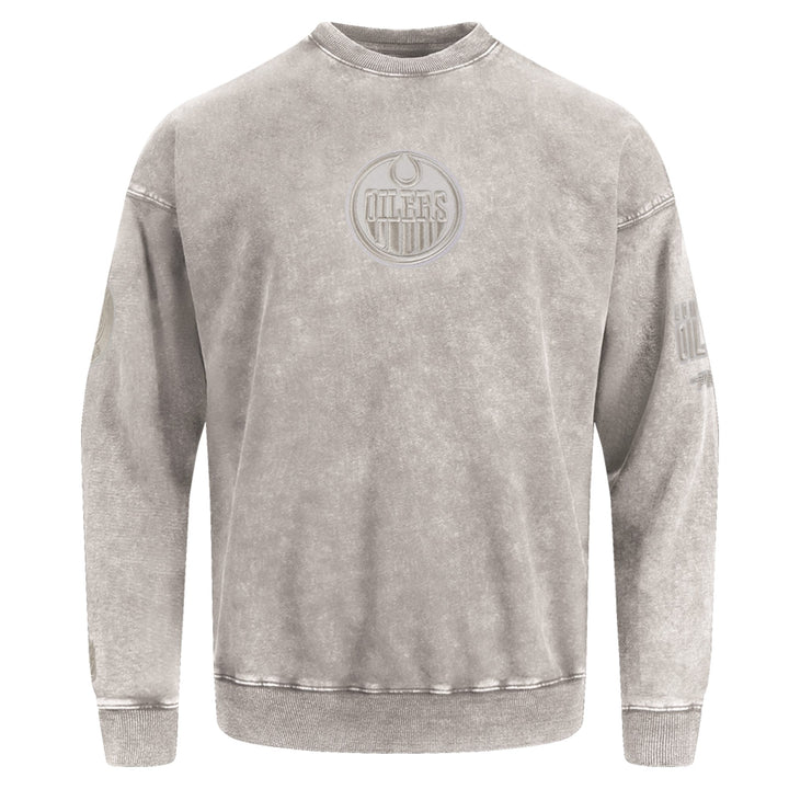 Edmonton Oilers Pro Standard Enzyme Wash Cream Drop Shoulder Crewneck
