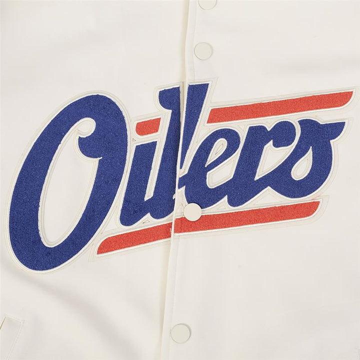 Edmonton Oilers Pro Standard Game Day Alternate Logo Cream Bomber Jacket