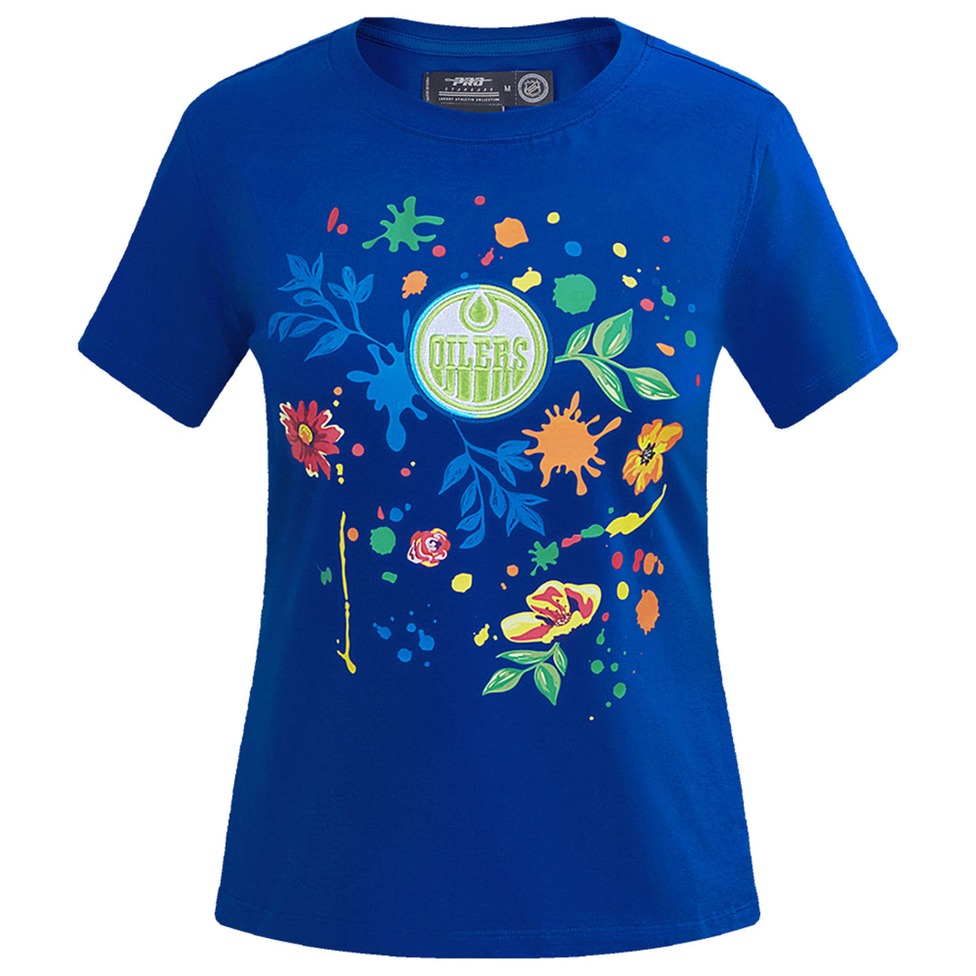Edmonton Oilers Women's Pro Standard Stitched Splatter Blue T-Shirt