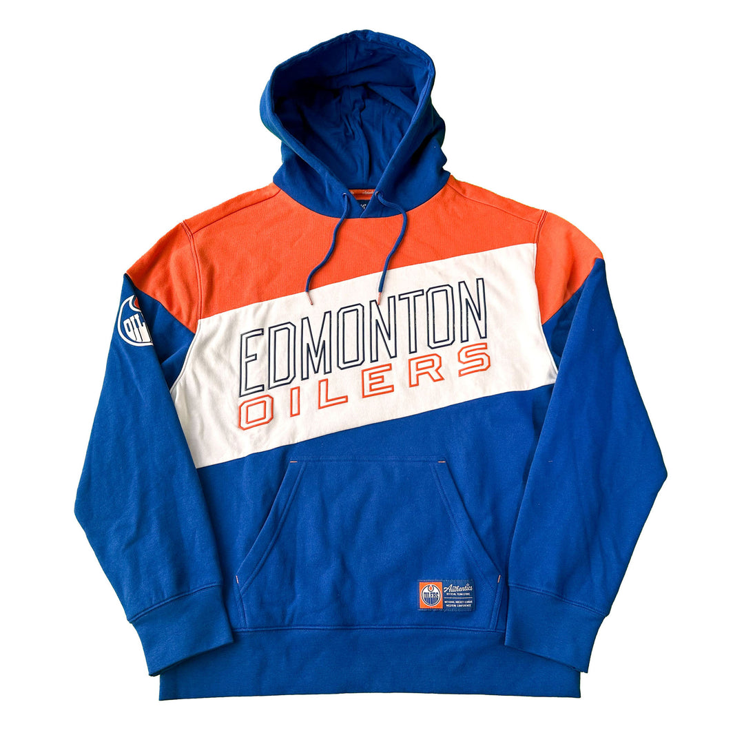 Edmonton Oilers Unisex Authentics Royal & Orange Color Blocked Hoodie