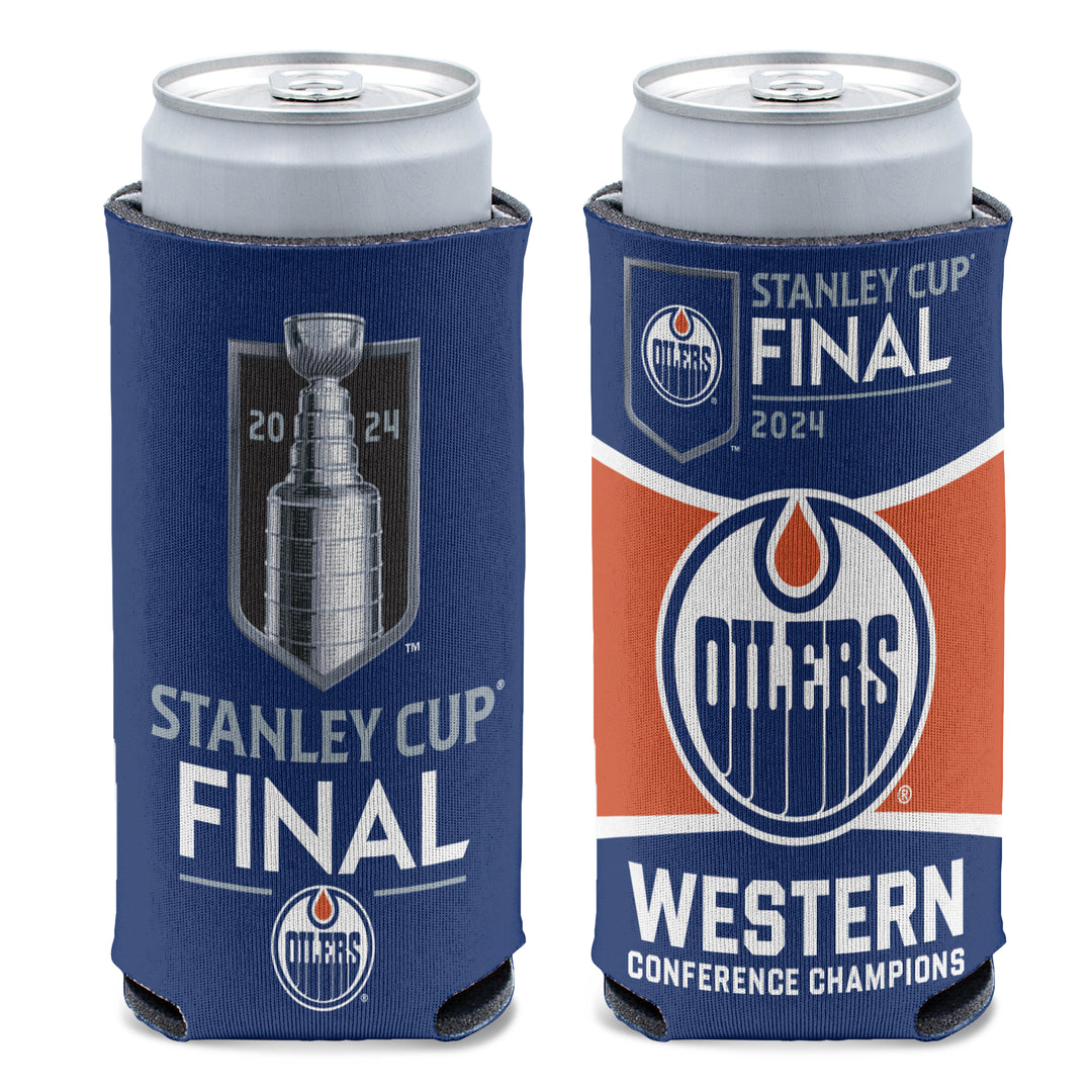 Edmonton Oilers 2024 Stanley Cup Playoffs Western Conference Champs Slim Can Cooler/Koozie