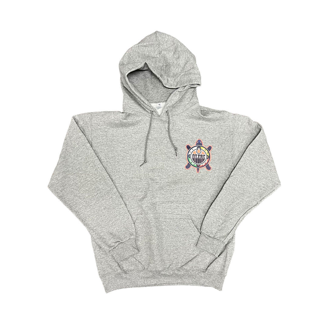 Edmonton Oilers Smudge the Blades Grey Turtle Island Left Logo Hoodie