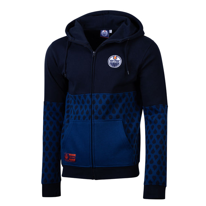 Edmonton Oilers Sport Design Sweden Block West Navy Full-Zip Hoodie