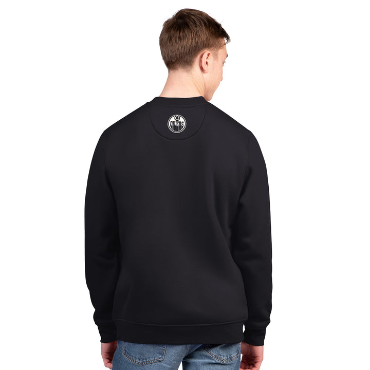 Edmonton Oilers Starter Black Assist Fleece Crewneck Sweatshirt