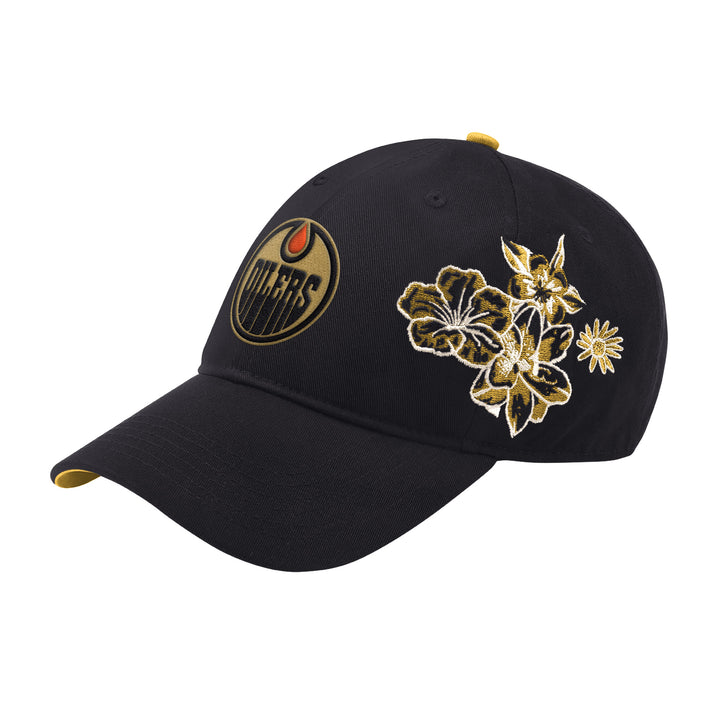 Edmonton Oilers Starter Black Fashion Flowers Adjustable Hat