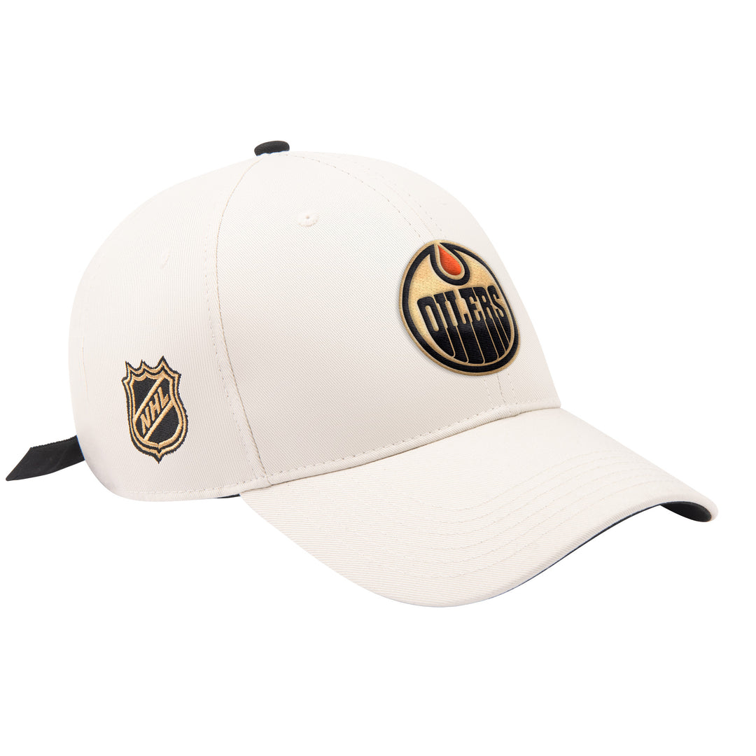 Edmonton Oilers Starter Cream Fashion Flowers Adjustable Hat