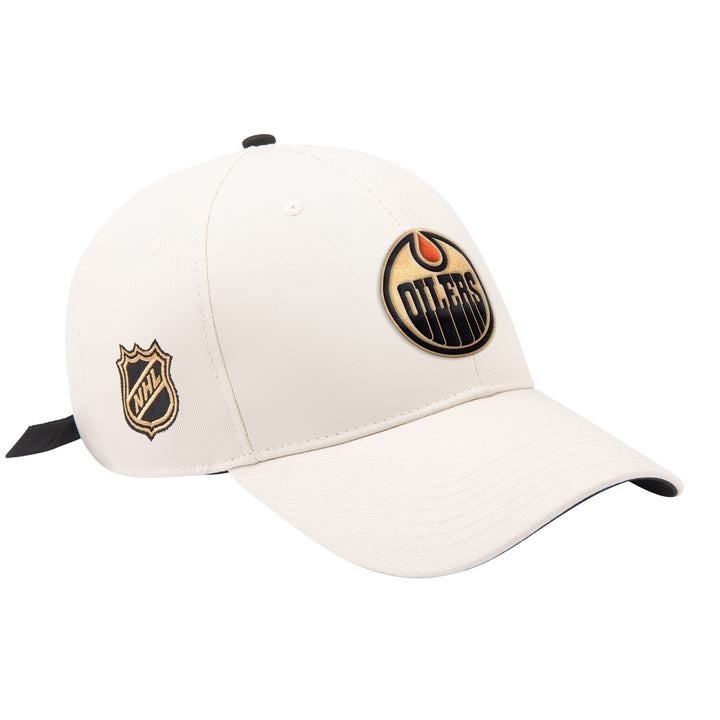 Edmonton Oilers Starter Cream Fashion Flowers Adjustable Hat