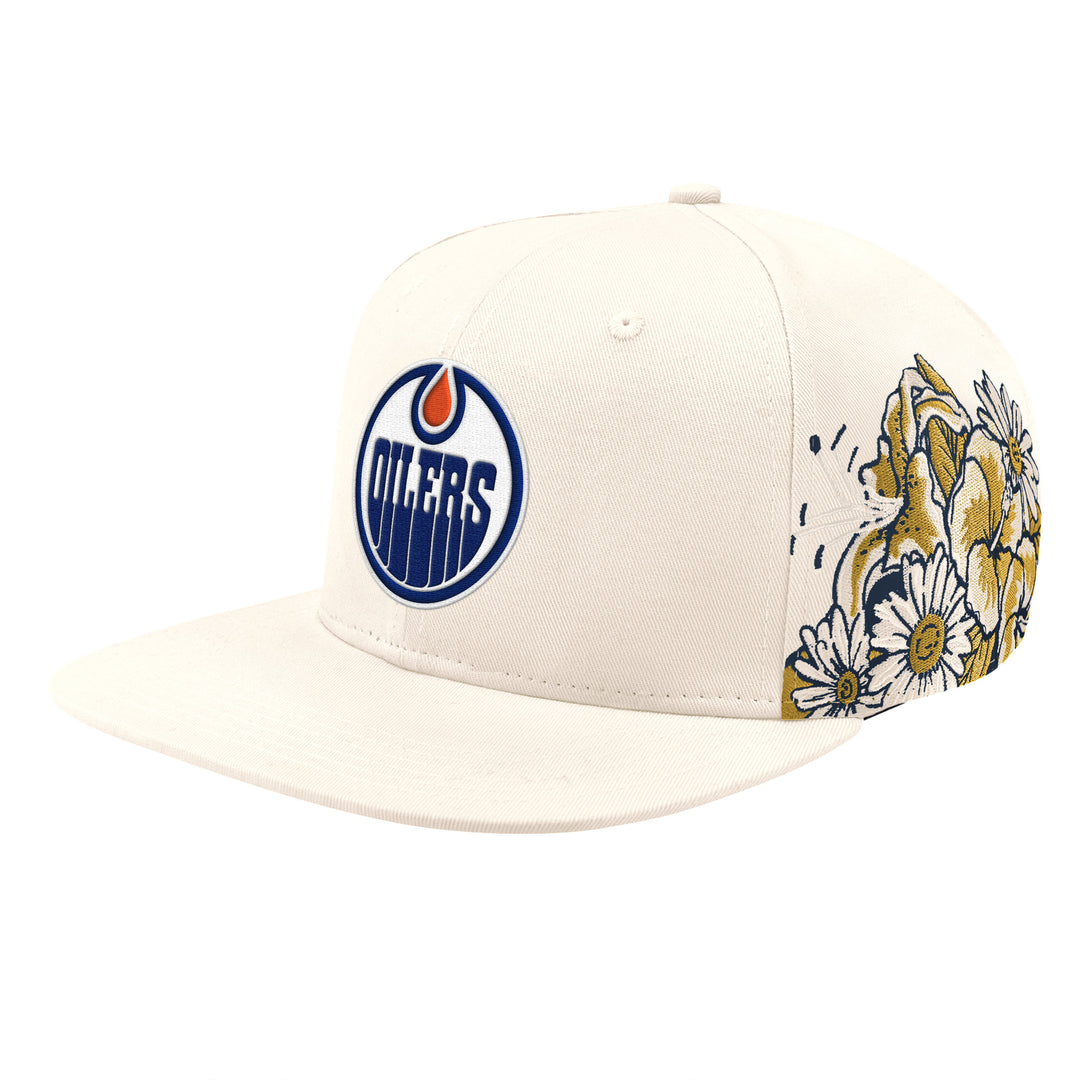 Edmonton Oilers Starter Cream Fashion Flowers Classic Starfit Snapback Hat