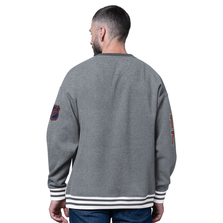 Edmonton Oilers Starter Grey Huddle Crewneck Sweatshirt