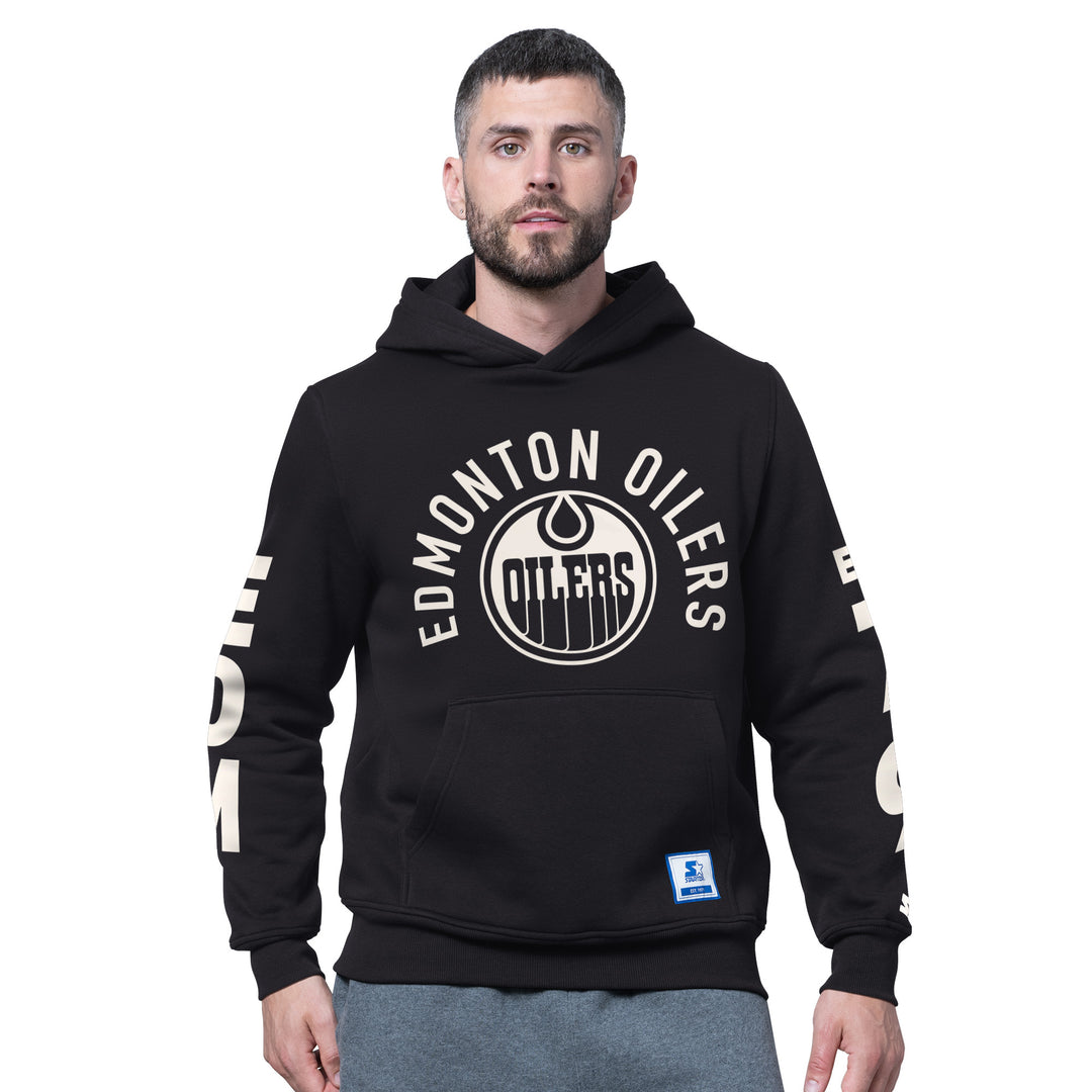 Edmonton Oilers Starter Hand Off Black Fleece Hoodie