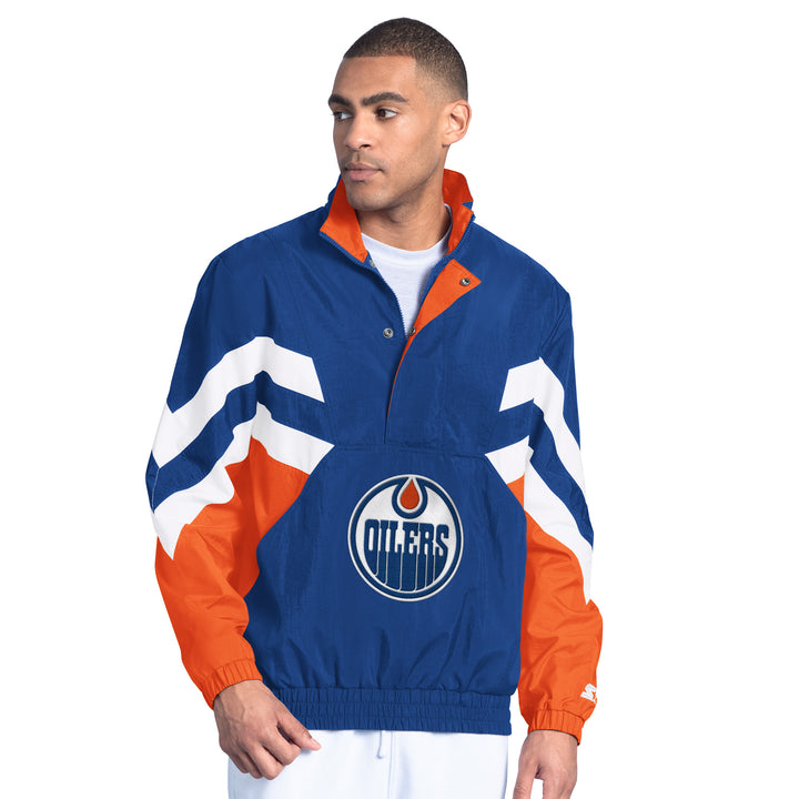 Edmonton Oilers Starter Royal Striker Half-Zip Jacket