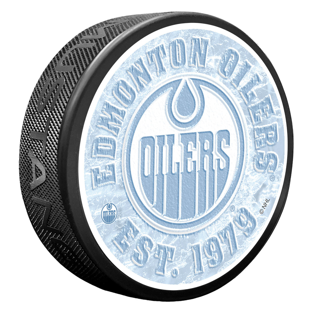 Edmonton Oilers Textured Frozen Puck