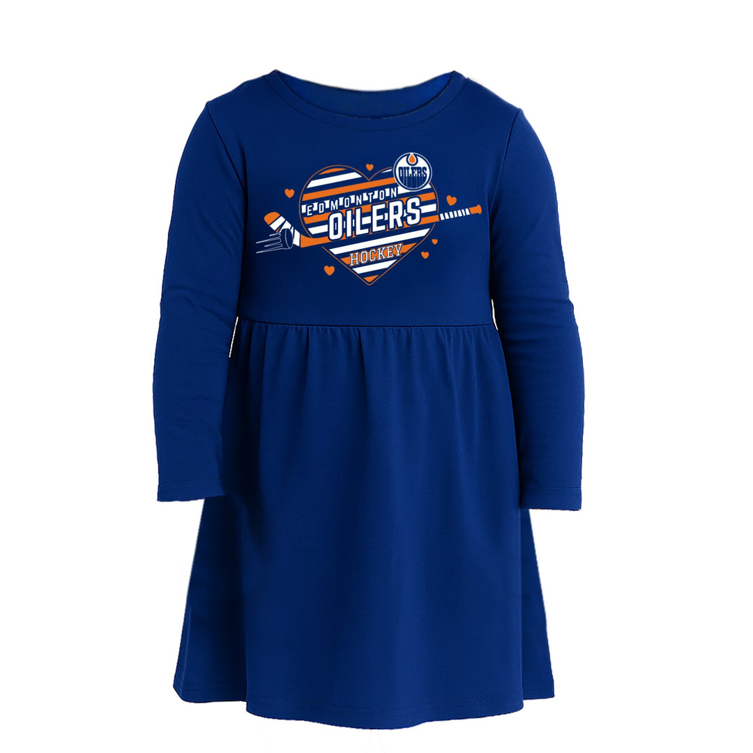 Edmonton Oilers Toddler Authentics Royal Rally Long Sleeve Dress