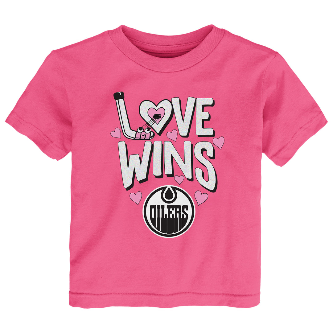 Edmonton Oilers Toddler Outerstuff Heart Bubbles Pink T-Shirt