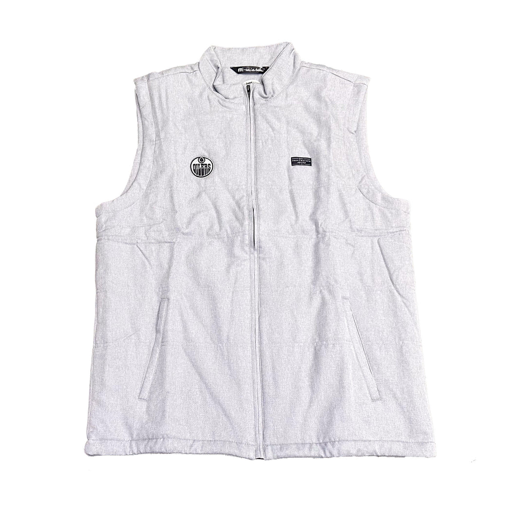 Edmonton Oilers TravisMathew Interlude Heather Sleet Puffer Vest