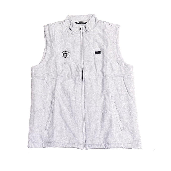 Edmonton Oilers TravisMathew Interlude Heather Sleet Puffer Vest
