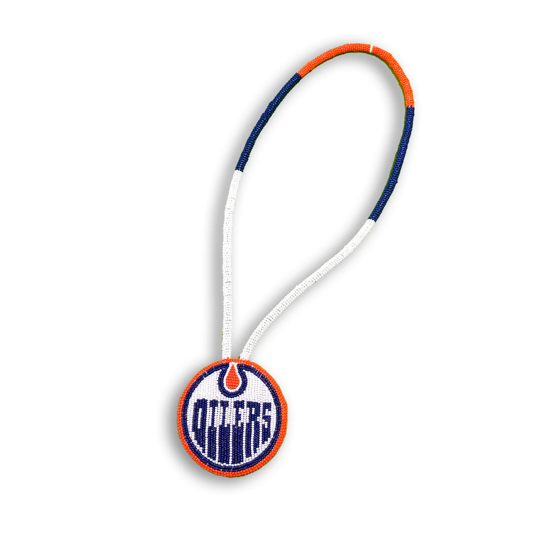 Edmonton Oilers Tri-Coloured Home Beaded Medallion Necklace